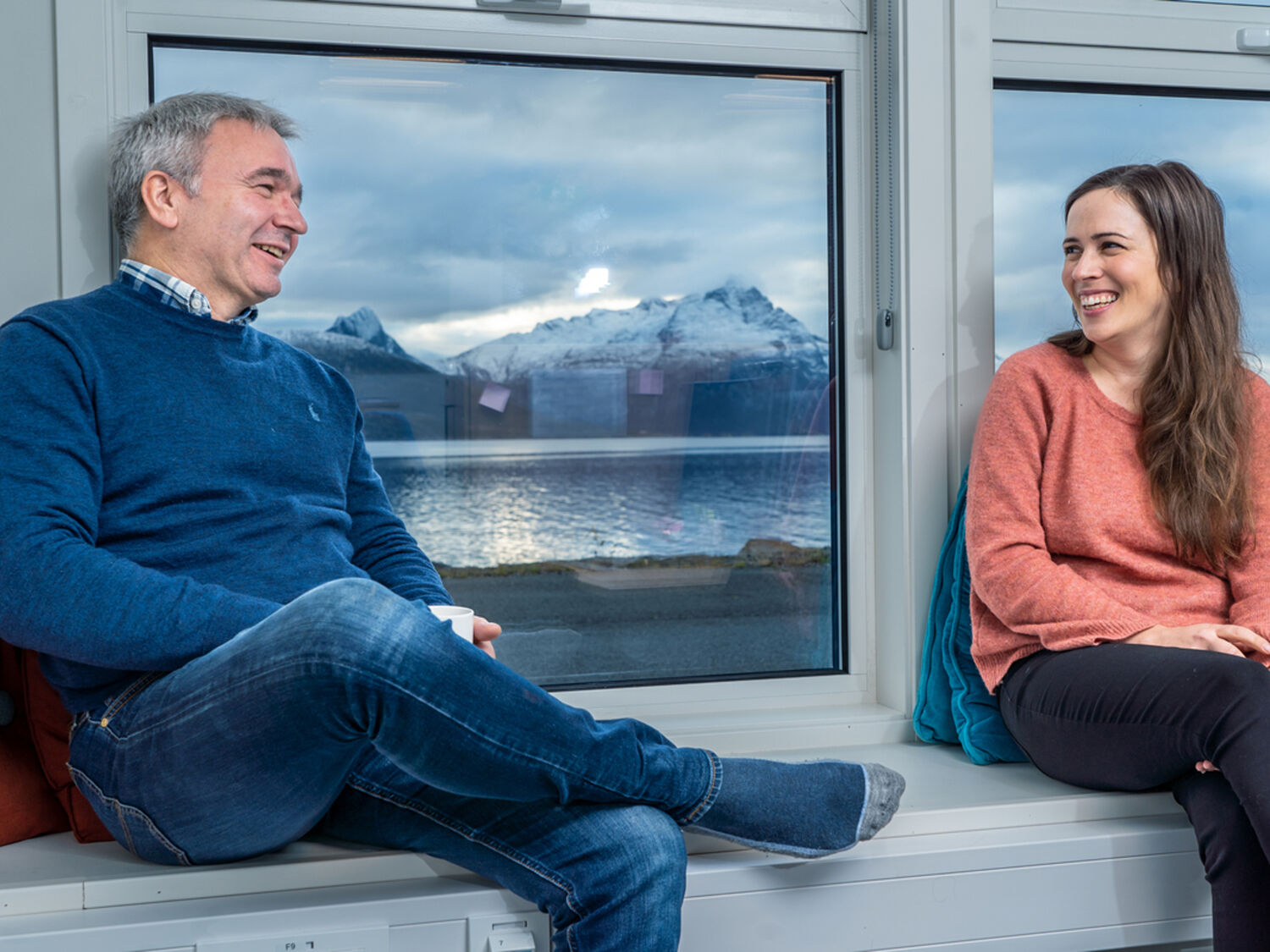 Nordfold prat ved vindu